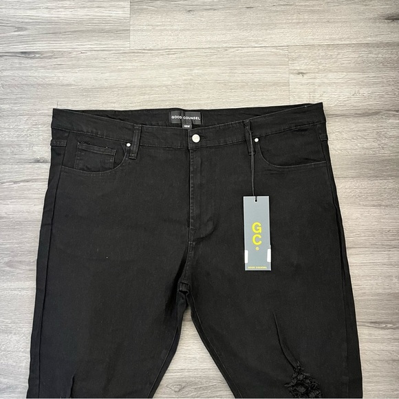 Good Counsel Men’s Plus Size 48WX34 Distressed Thurmond Taper Jeans Black - Picture 4 of 9
